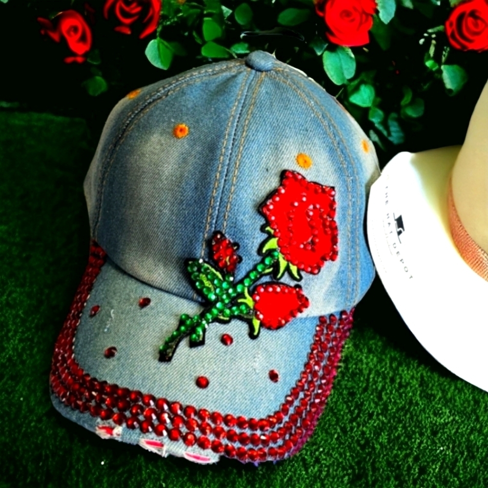 ROSE BLING BASEBALL CAP